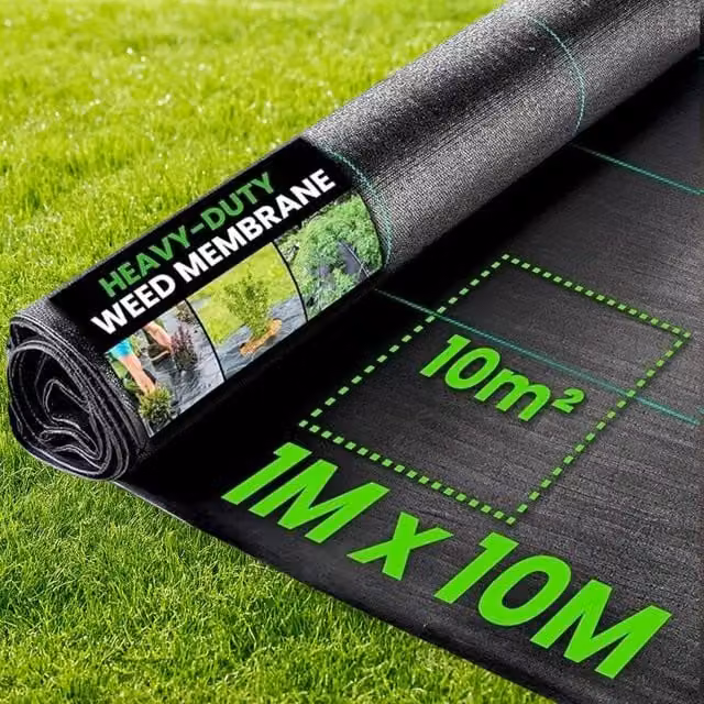 Green Thumbz Heavy Duty Black Weed Control Fabric, W: 1 m, L: 10 m – 1