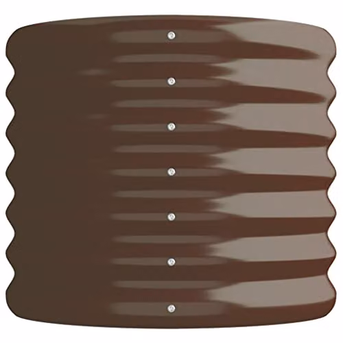 vidaXL Brown Galvanised Steel Raised Bed for Vegetable, Herb or Ornamental Gardens W: 114 cm, D: 40 cm, H: 36 cm – 4