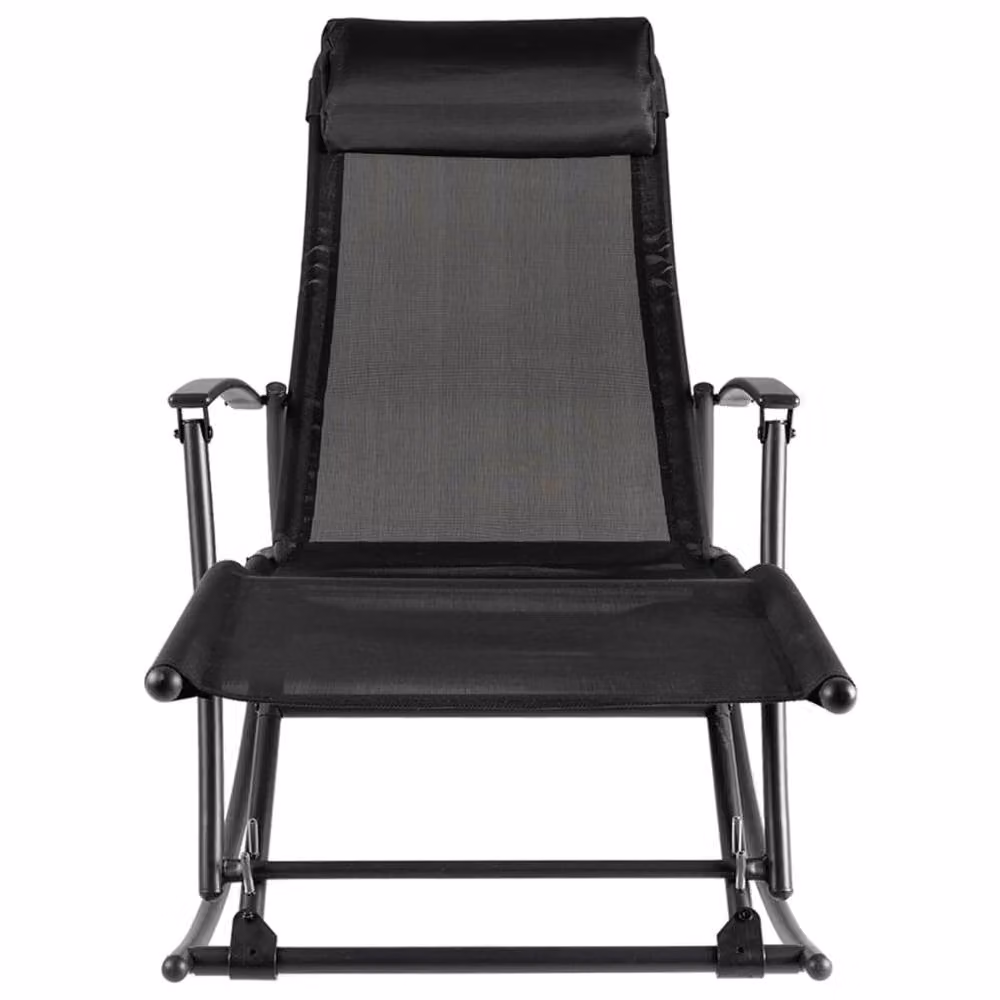 Berkfield Home Garden Rocking Chair in Black Powder Coated Steel and Textilene – 3