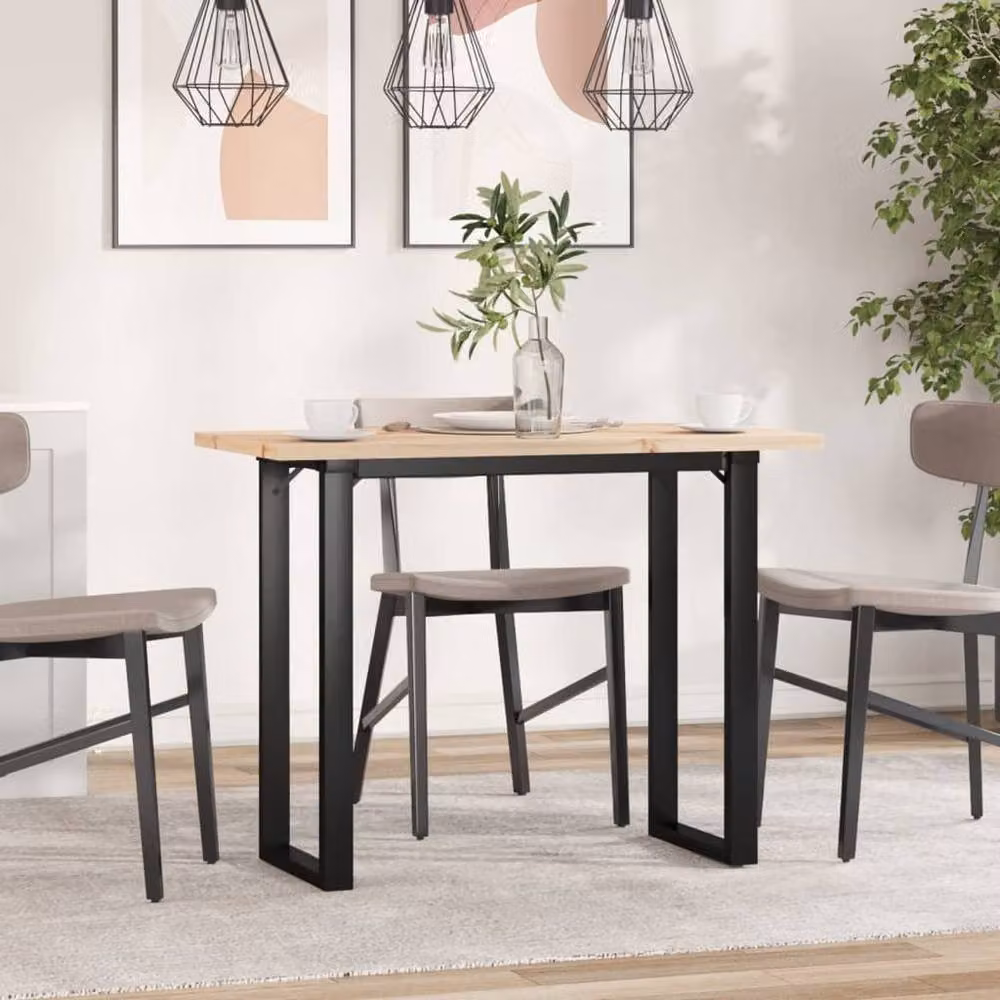 Berkfield Home O-Frame Rectangular Dining Table in Brown Solid Pine and Steel, W: 100 cm, D: 50 cm, H: 75.5 cm – 3