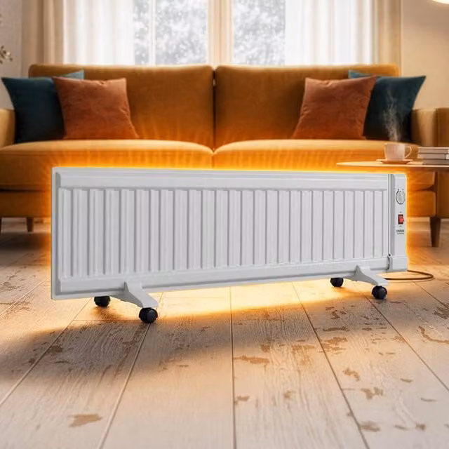 Bergstrom 600W Low Level Freestanding Oil Filled Radiator with Thermostatic Control in White
