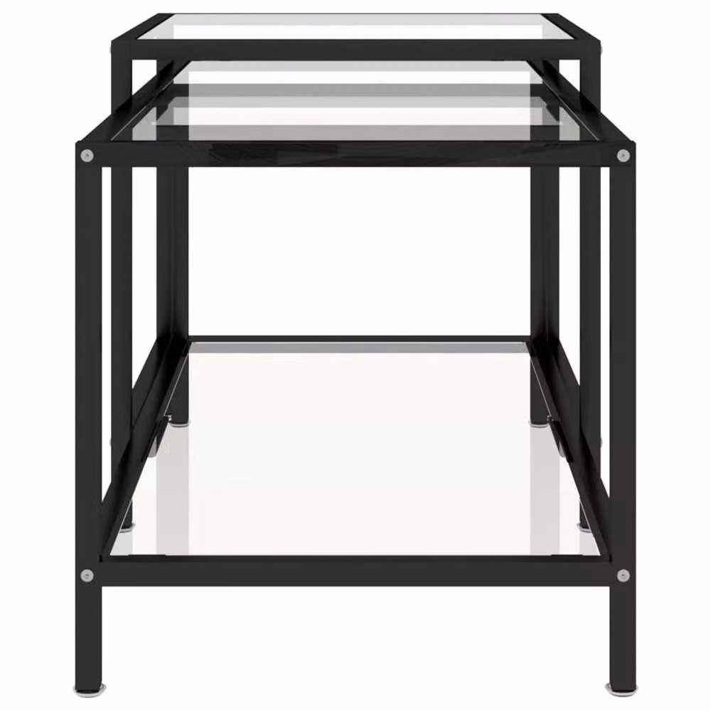 Berkfield Home Set of 2 Nested Square Tea Tables with Transparent Tempered Glass Tops – 4