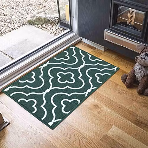 Desire Rugs Machine Washable Non-Slip Quatrefoil Design Kitchen Floor Mat, Green, W: 160 cm, D: 220 cm