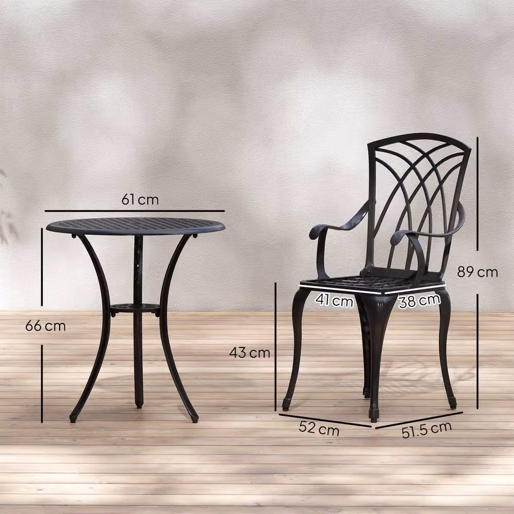OUTSUNNY 5/3 Piece Garden Bistro Set with Umbrella Hole in Brown and Black – 2