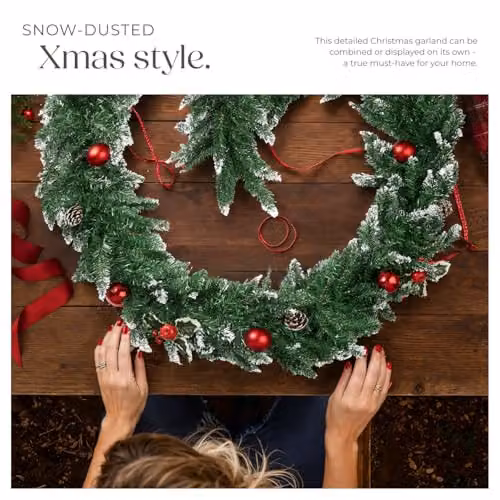 tectake Christmas Garland with Baubles, Pine Cones and Berries in Green and Red – 7