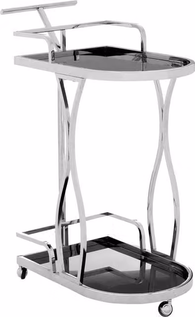 Orsina Silver 2 Tier Wavy Design Metal Drinks Trolley H 95 x W 75 x D 41 cm