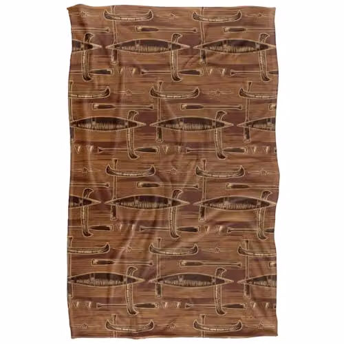 JQ Licensing JL-JP Lodge Canoe Pattern Super Soft Snuggle Blanket in Brown and Multicolour, W: 91.44 cm, D: 147.32 cm