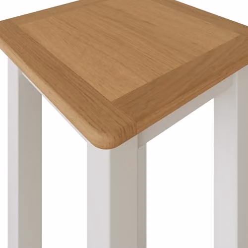 FWStyle White Linen End Side Table with Oak Top, W/D/H: 55 x 27 x 24 cm – 3