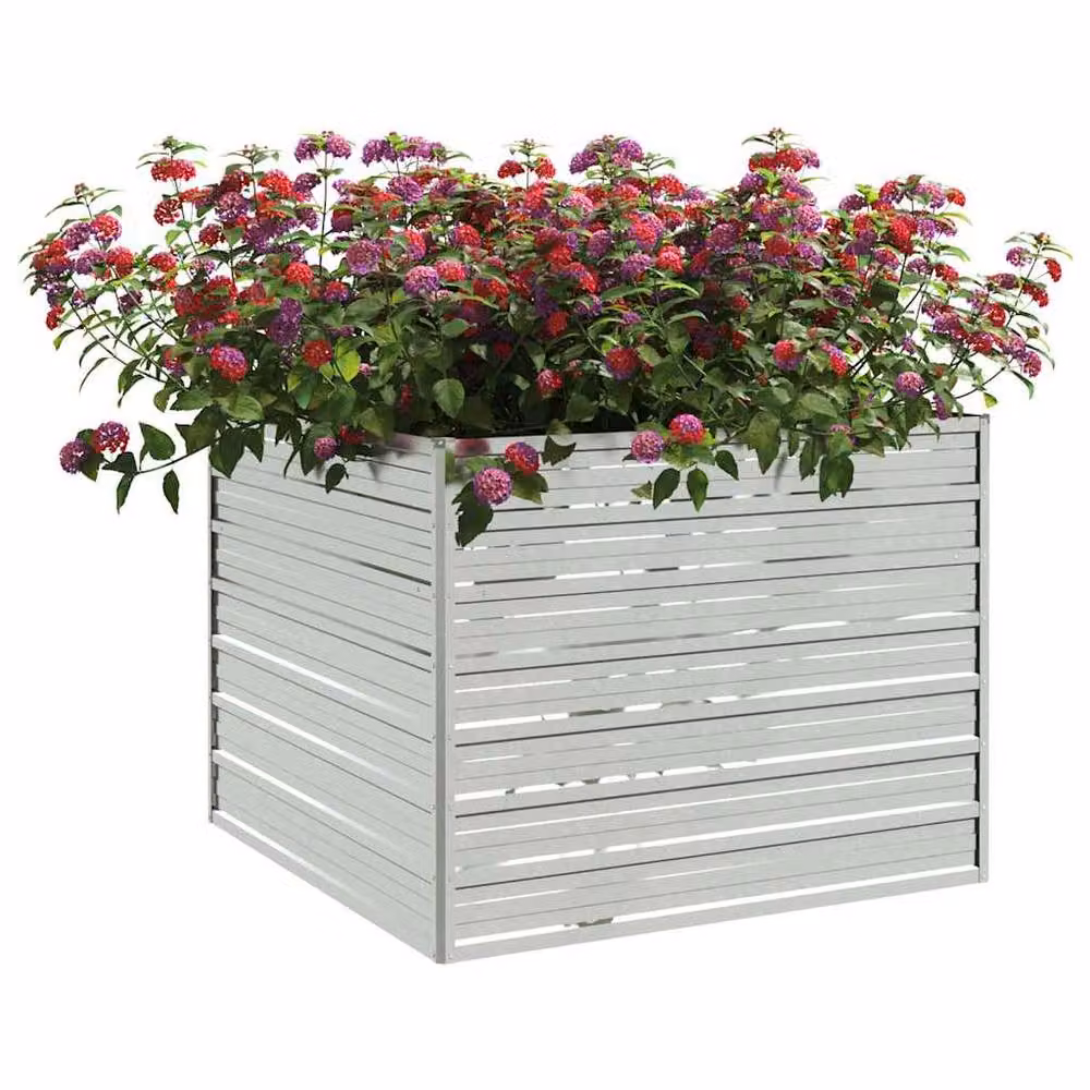 Berkfield Home Garden Galvanised Steel Raised Bed in Silver, W/D/H: 100 x 100 x 77 cm – 3