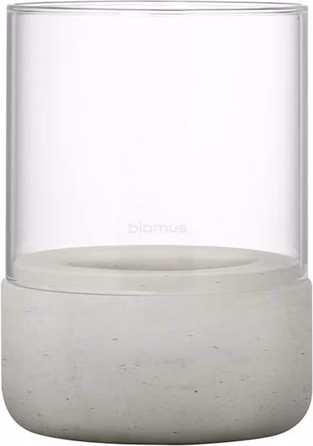Blomus Calma Hurricane Lantern Small in Grey Concrete and Glass