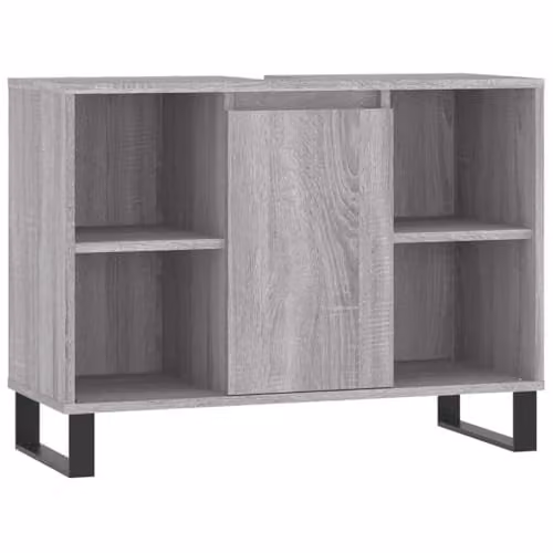 vidaXL Grey Industrial Bathroom Cabinet with Internal Shelves and Hinged Doors W/D/H: 80 x 33 x 60 cm