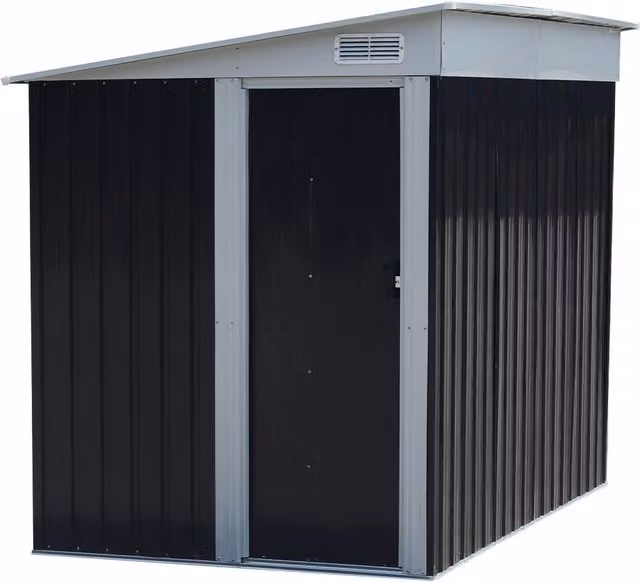 Livingandhome Metal Pent Roof Lean-to Garden Shed in Matt Black