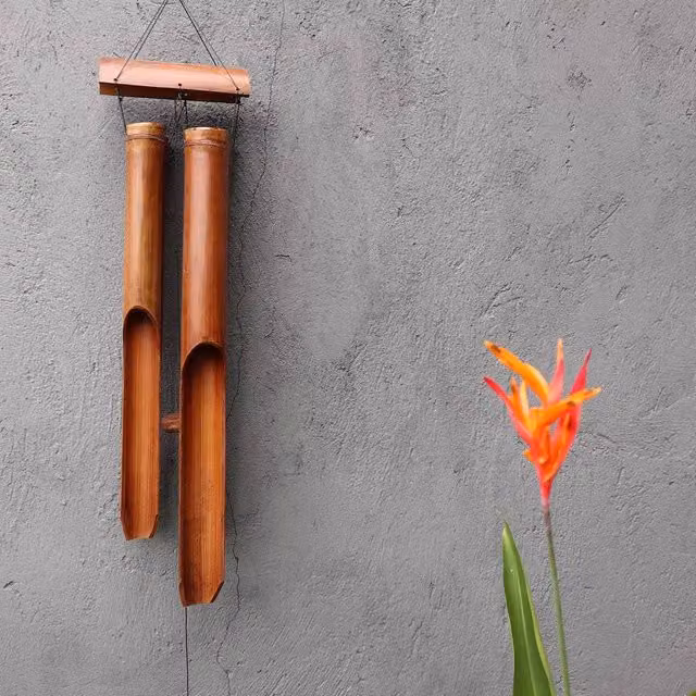 KDMD Rustic Bamboo Windchime in Brown with 4 Large Tubes