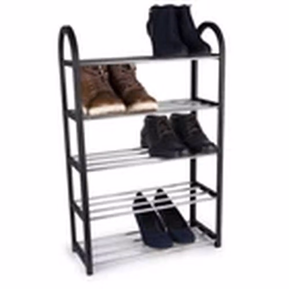 Havendro 5 Tier Metal Shoe Rack Stand in Black and Silver, W/D/H: 50 x 20 x 77 cm – 1