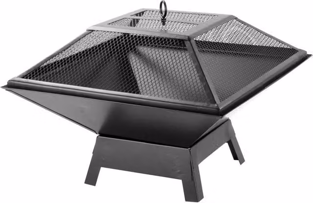 VOGREX Square Steel Wood Burning Fire Pit Garden Brazier in Black W/D/H: 45 x 45 x 34.5 cm