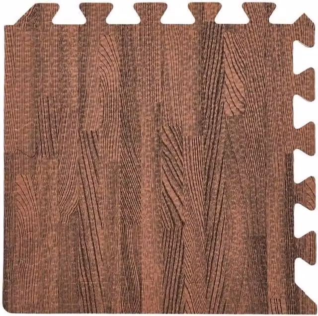 PAWNORA 10pcs Brown Foam Jigsaw Floor Mat Tiles in Dark Walnut – 1