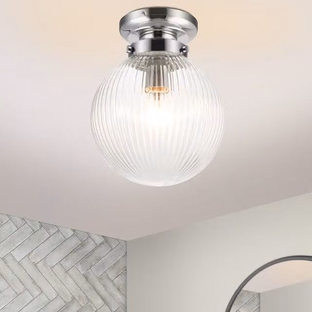 COSYLYTE Finley Glass Bathroom Ceiling Light in Chrome