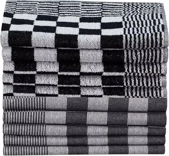 Berkfield Home 10 Piece Soft Cotton Towel Set in Black and White – 1
