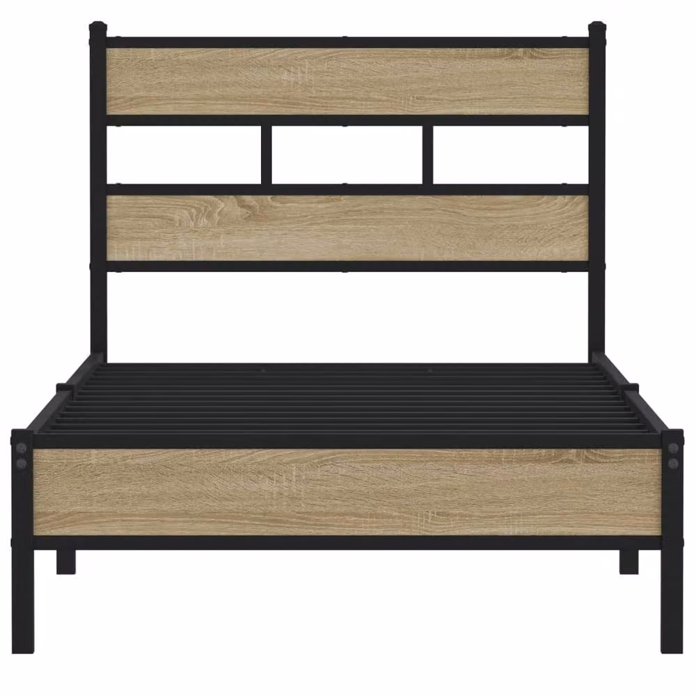 Berkfield Home Elegant Single Bed Frame in Sonoma Oak and Brown, W/D/H: 90 x 190 cm – 3