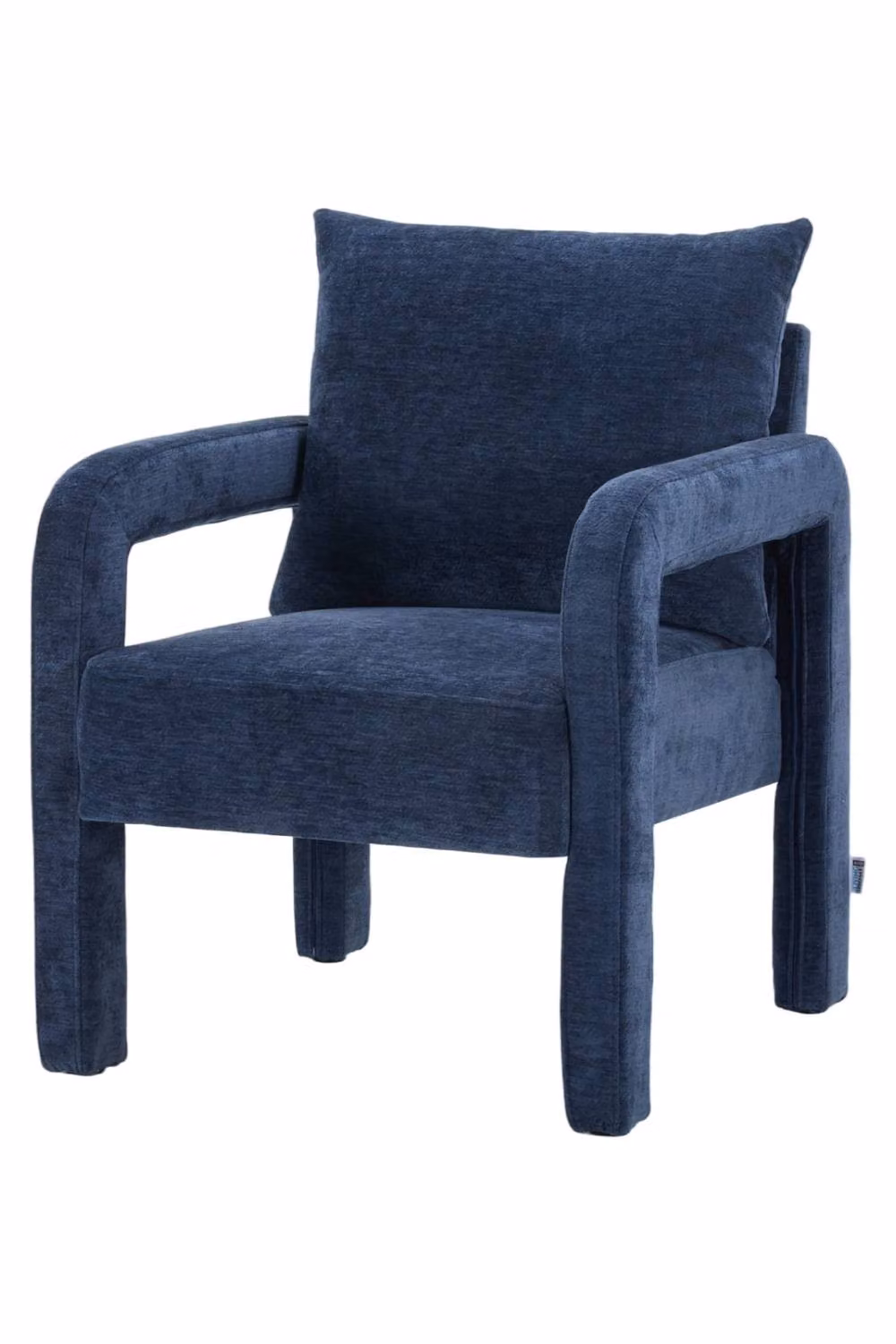 Living and Home Blue Chenille Upholstered Accent Chair with Armrests and Lumbar Pillow – 3