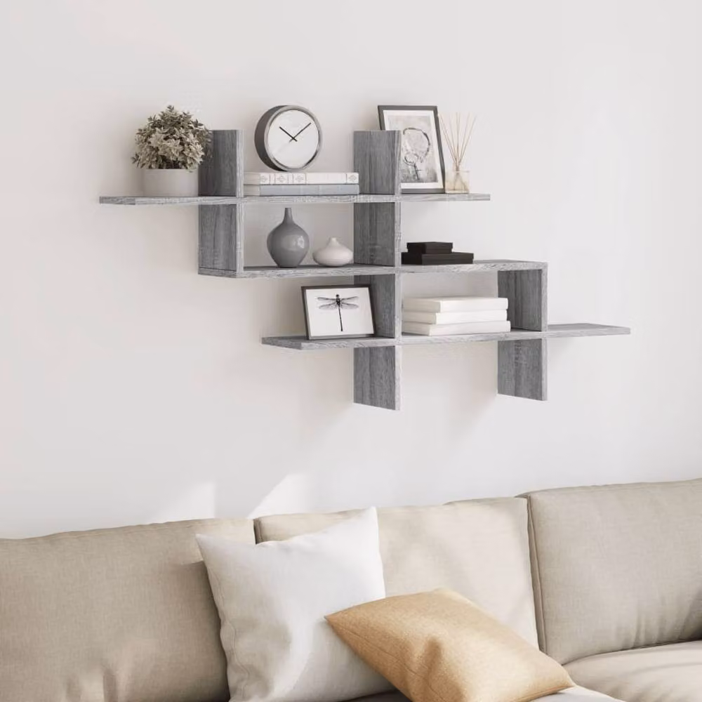 Berkfield Home Wall Mounted Shelf in Grey Sonoma, W/D/H: 124.5 x 18 x 60.5 cm – 2