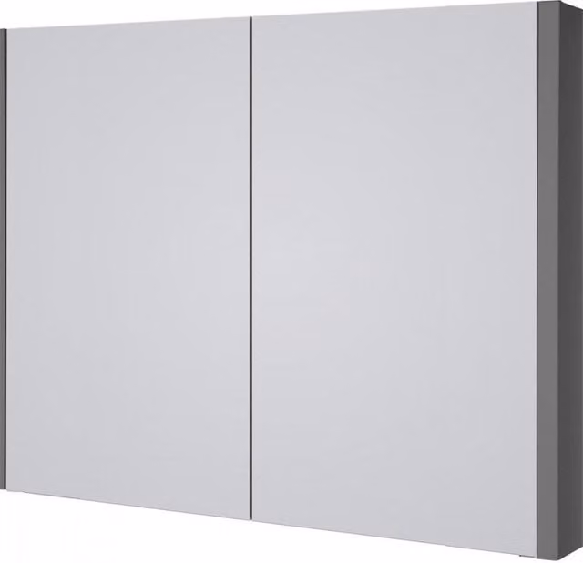 Clifton Grey Gloss Mirror Bathroom Cabinet, W: 80 cm, H: 65 cm, D: 12 cm