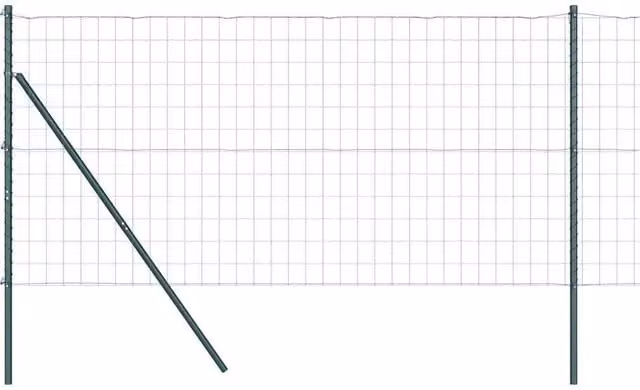 Berkfield Home Euro Fence with 7 Posts, Green Galvanised Steel, W: 10 m, H: 1.4 m