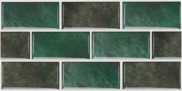 Livingandhome 20-Piece Vintage Green Self-Adhesive Gloss Wall Tile Stickers