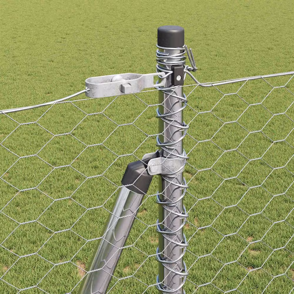 Berkfield Home Silver Galvanised Steel Hexagon Fence, H: 140 cm, L: 50 m – 2
