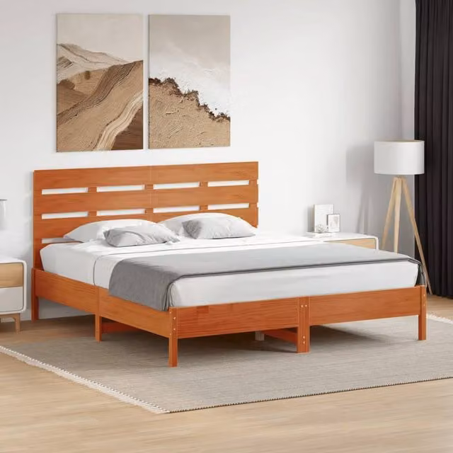 Berkfield Home Solid Wood Pine Headboard in Waxed Brown