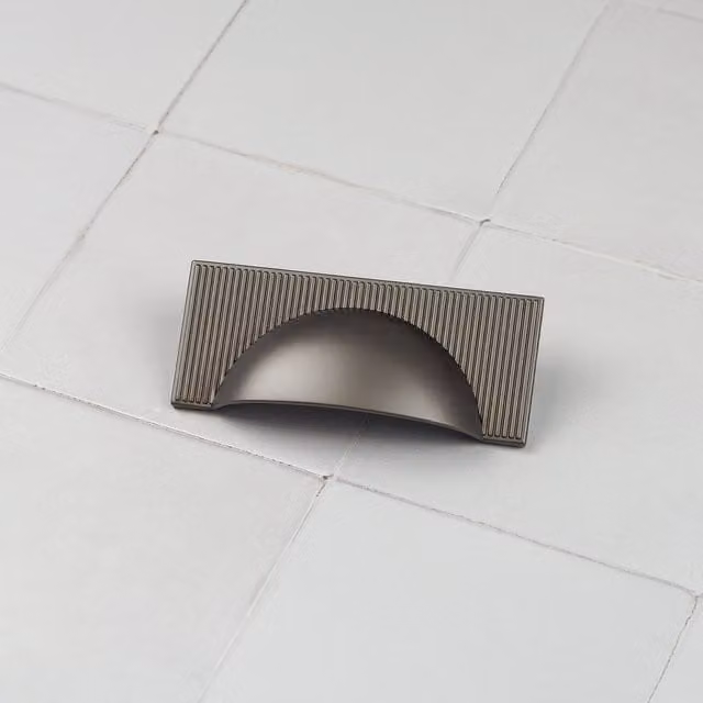 Handle & Home Ribbed Detailing Handles and Coordinating Knobs in Matt Anthracite Grey Zinc