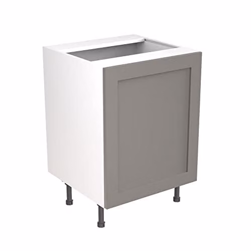 Kitchen Kit Shaker Style Flatpack Sink Base Cabinet in Dust Grey Matt, W: 60 cm, H: 87 cm