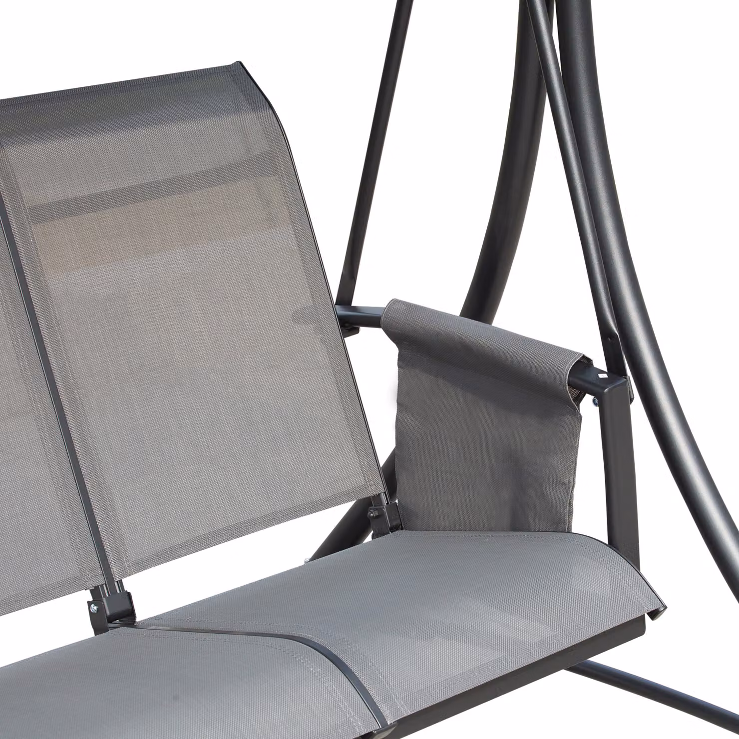 Outsunny 3 Person Outdoor Patio Porch Swing Chair with High Back Design, Side Pouches and Adjustable Canopy, Charcoal Grey – 7