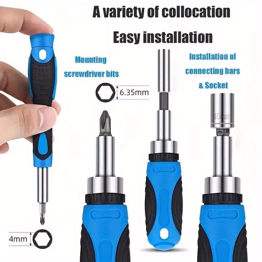 NESTLUNE 44-in-1 Magnetic Ratchet Screwdriver Socket Bit Set, Blue – 4