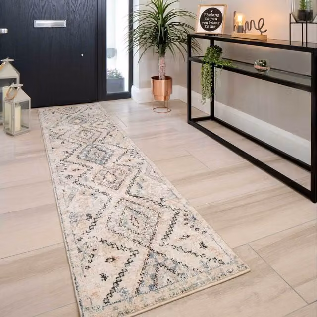 The Rug House Distressed Aztec Ethnic Boho Living Area Rug, Multicolour and Beige, W: 240 cm, D: 60 cm