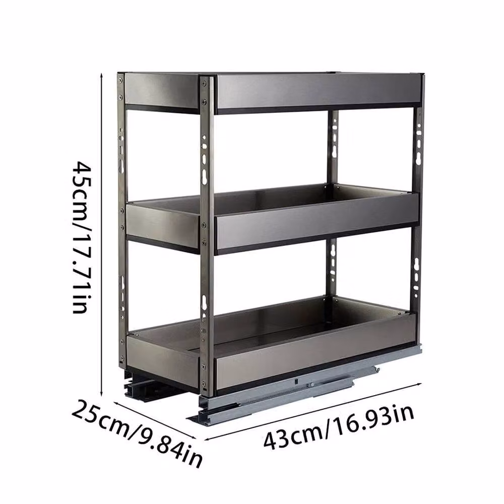 Kelvenix Stainless Steel Pull Out Kitchen Cabinet Basket in Silver W/D/H: 30 x 45 x 30 cm – 2