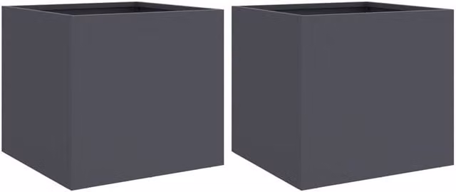 Berkfield Home Steel Planter Tub Set of 2 in Anthracite Grey, W/D/H: 32 x 30 x 29 cm