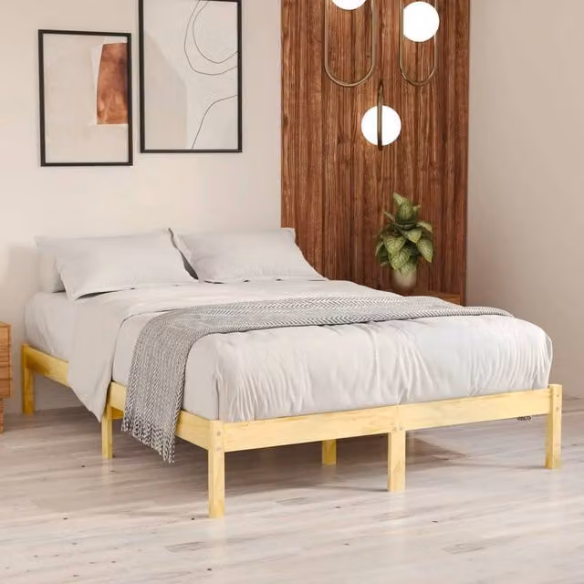 Berkfield Home Solid Wood Pine Bed Frame, Brown, W/D/H: 120 x 200 cm