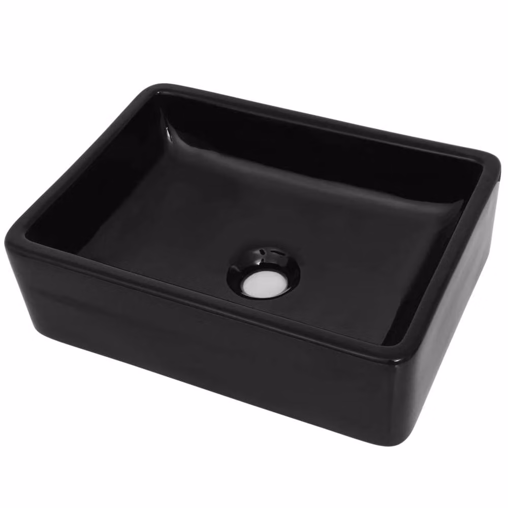 Berkfield Home Elegant Rectangular Ceramic Countertop Basin in Black, W/D/H: 41 x 30 x 12 cm – 3