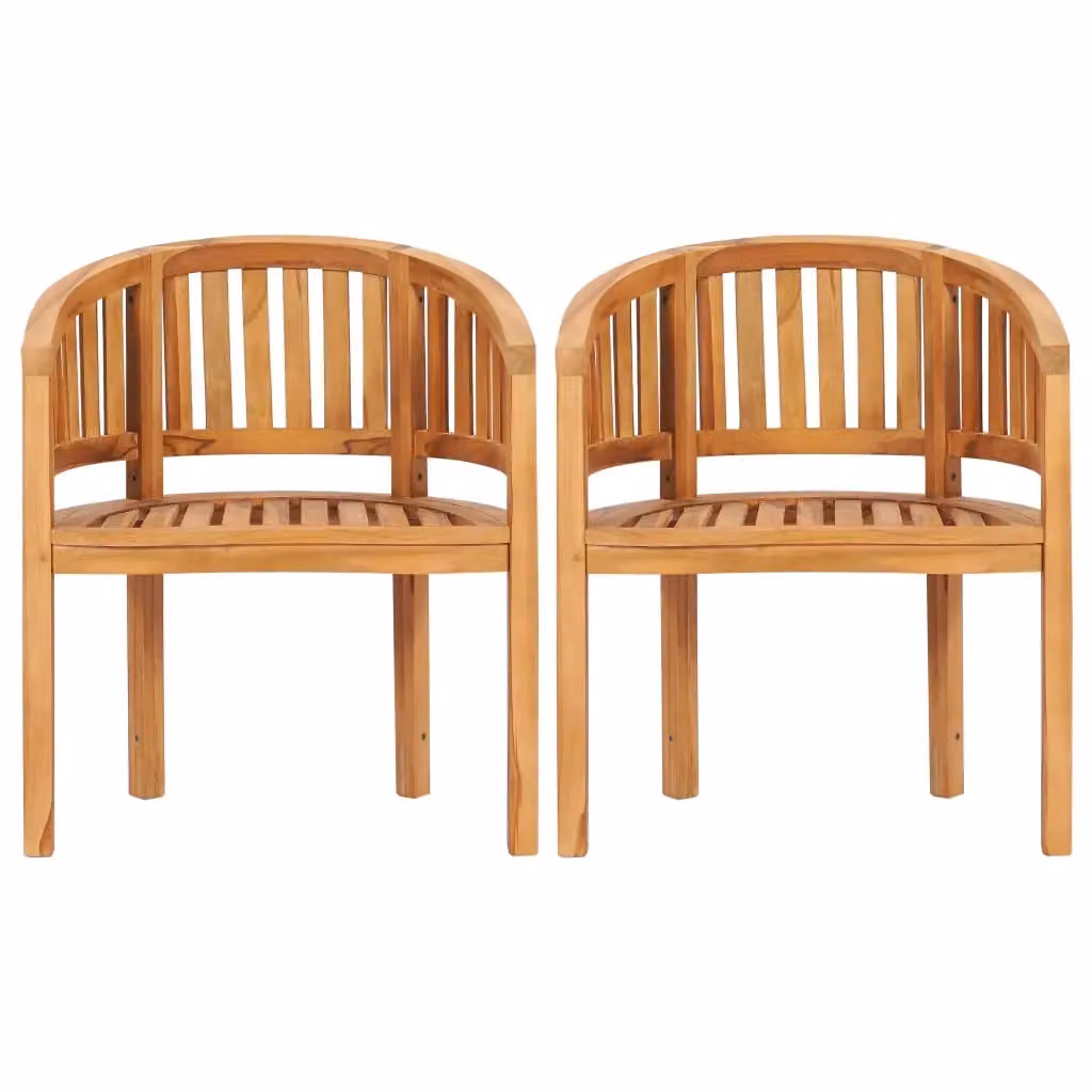 Berkfield Home Banana Chairs Set of 2 in Brown Solid Teak Wood – 2