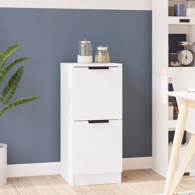 Berkfield Home White Minimalist Sideboard in MDF, W/D/H: 30 x 30 x 70 cm