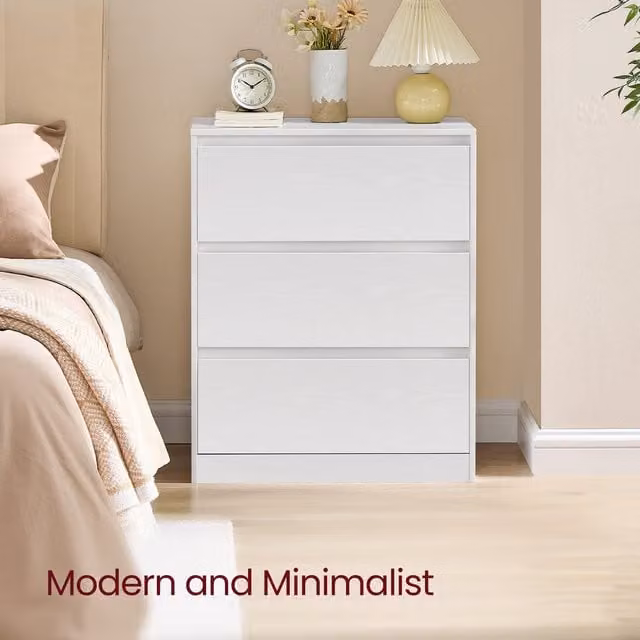 VASAGLE Industrial Chest of Drawers with 3 Drawers, White, W/D/H: 40 x 40 x 50 cm