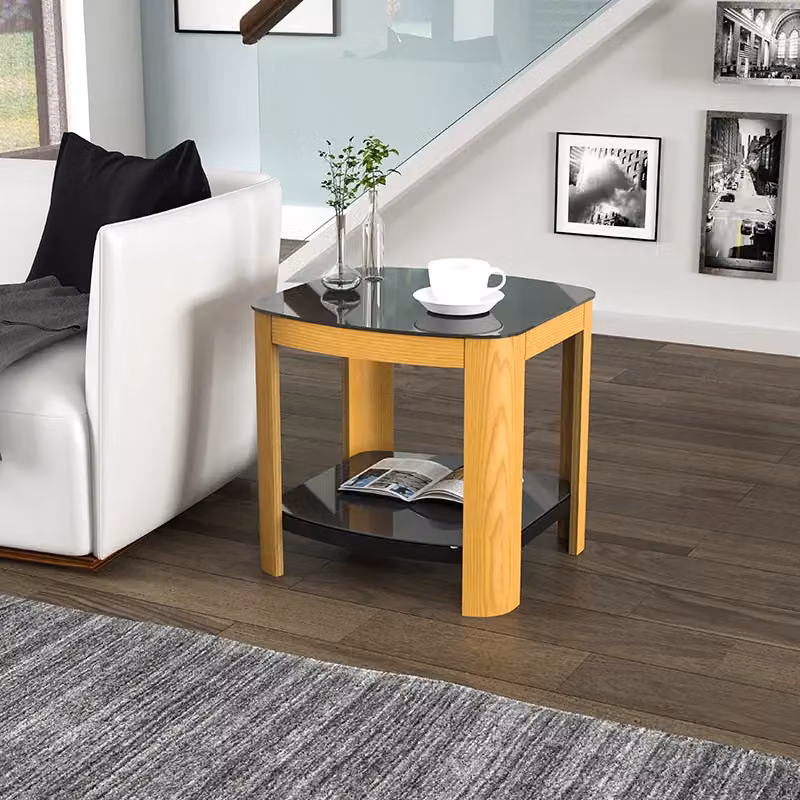 AVF Affinity Modern Side Table in Black and Brown with Glass Top W/D/H: 45 x 45 x 45 cm – 3
