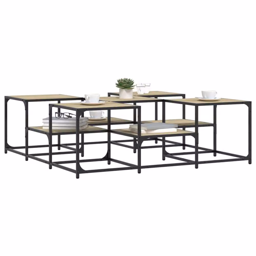 Berkfield Home Sonoma Oak Coffee Table in Beige, W/D/H: 121 x 121 x 40 cm – 3