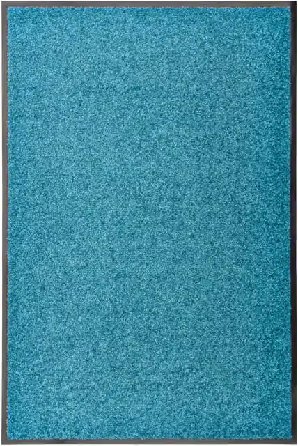 Berkfield Home Washable Non-Slip Doormat in Black and Turquoise, W: 60 cm, D: 90 cm – 1