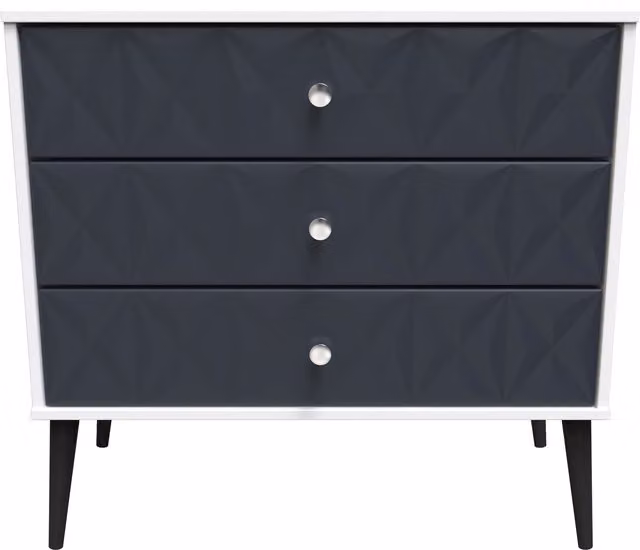 Ready Assembled 2 U Toledo 3 Drawer Chest in Dark Blue and Black – 1