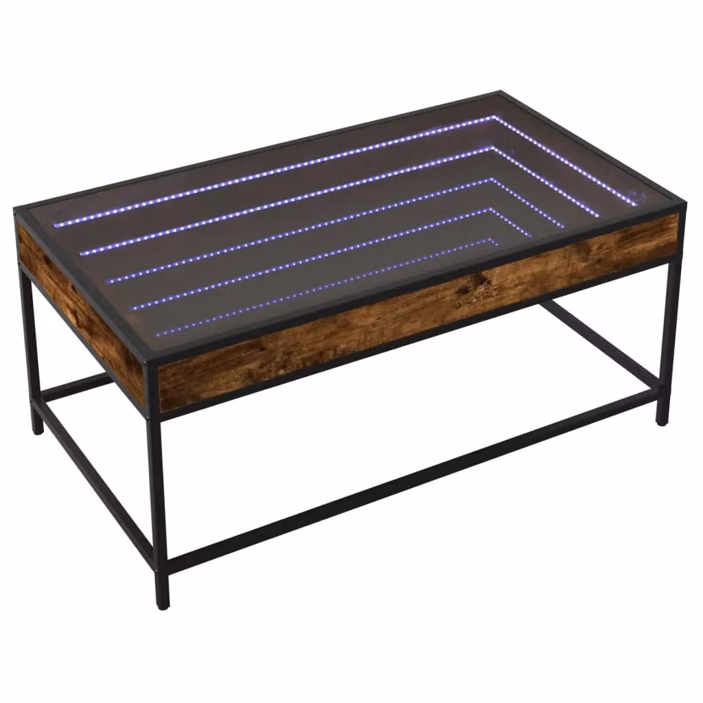 Berkfield Home Infinity LED Coffee Table in Smoked Oak Brown, W/D/H: 90 x 50 x 41 cm – 3