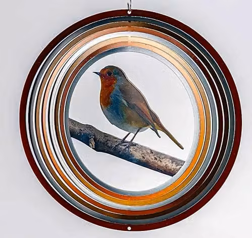 Flagseller Robin Stainless Steel Garden Wind Spinner, Multicolour, Diameter: 25.4 cm – 2