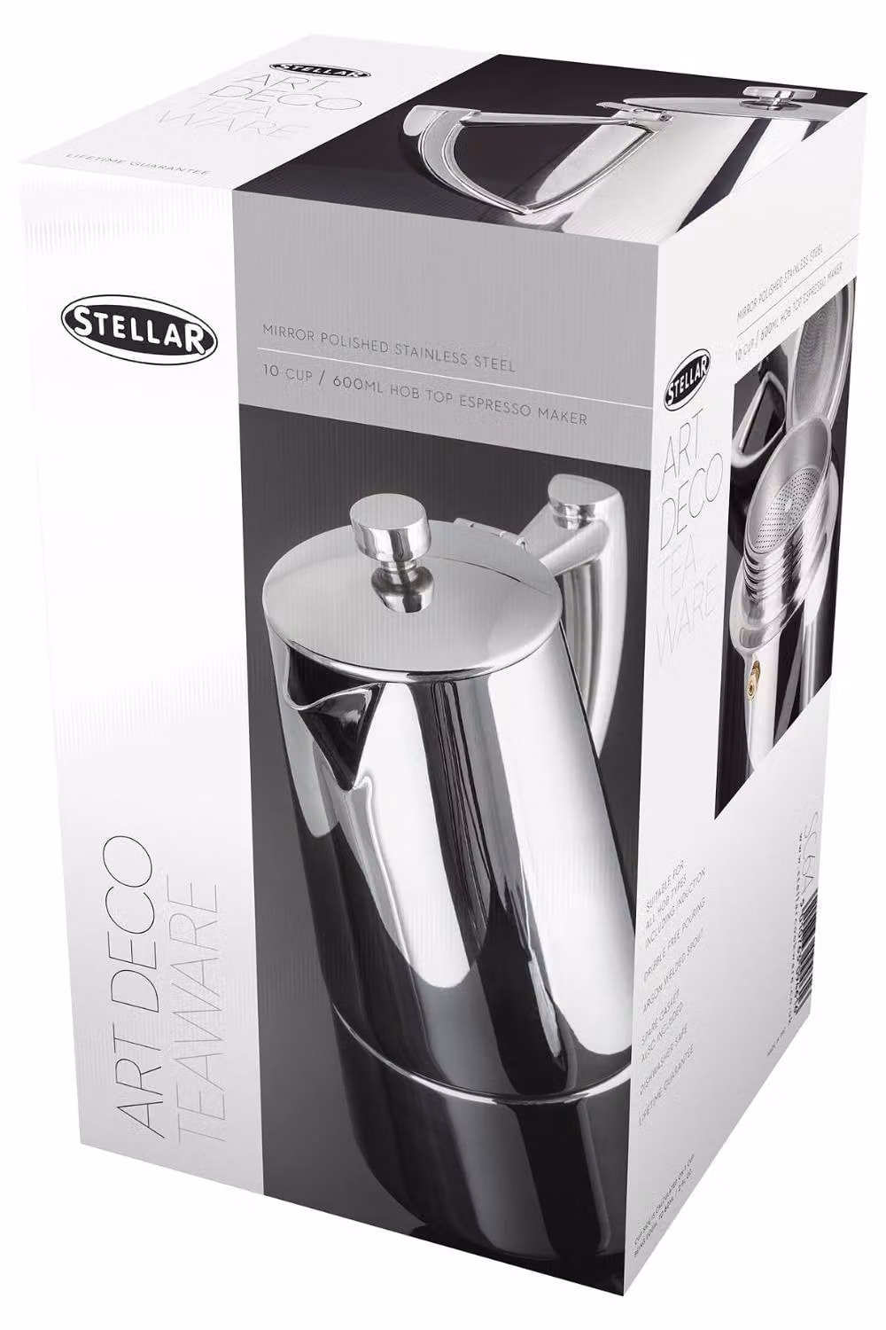 Stellar Luxe 10 Cup Espresso Maker, 600ml, Metallic Silver – 6
