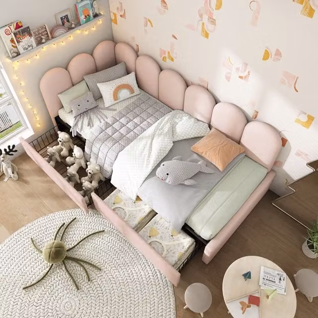 Matteo Pink Velvet Upholstered Single Daybed with Storage Drawers, W/D/H: 90 x 190 cm